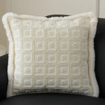 Pillow Cover Embossed Circle Faux Fur Trim 18x18in