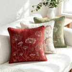 Pillow Cover Embroidered Linen-Blend Hidden Zipper