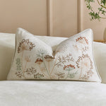Pillow Cover Embroidered Linen-Blend Hidden Zipper