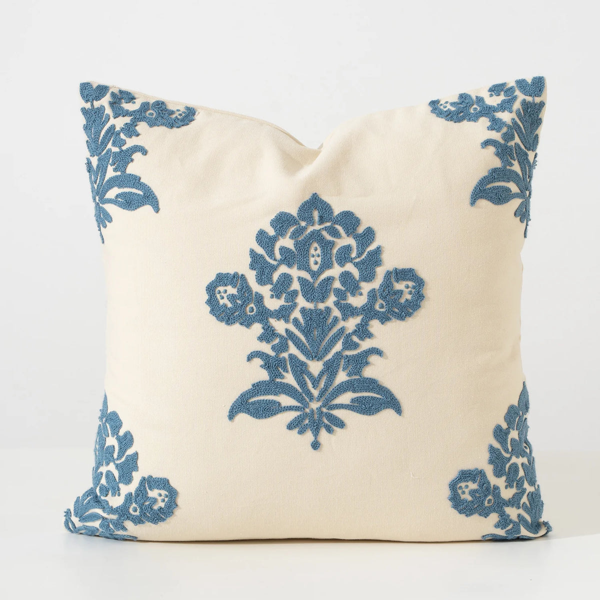 Pillow Cover Floral Mandala Print Cotton Blend Concealed Zipper