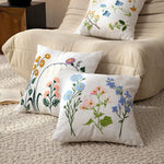 Pillow Cover Hand-Embroidered Linen-Look Hidden Zipper 18x18