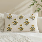 Pillow Cover Hand-Tufted Floral Cotton-Linen Hidden Zipper