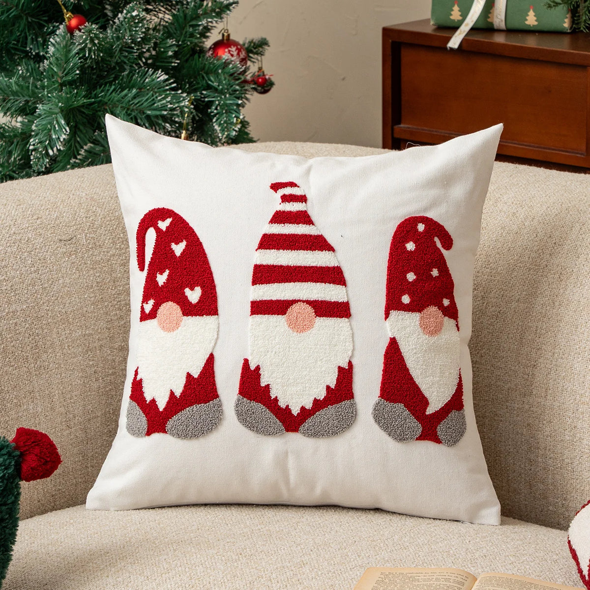 Pillow Cover Hand-Tufted Ghost Hidden Zipper Cotton Blend