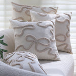 Pillow Cover Hand-Tufted Wave Texture Cotton-Linen Blend Hidden Zipper
