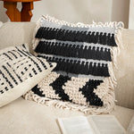Pillow Cover Handcrafted Tufted Tassel Fringe Cotton Blend