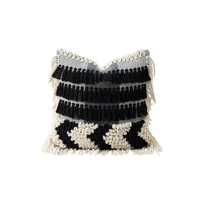 Pillow Cover Handwoven Macramé & Tassels 100% Cotton