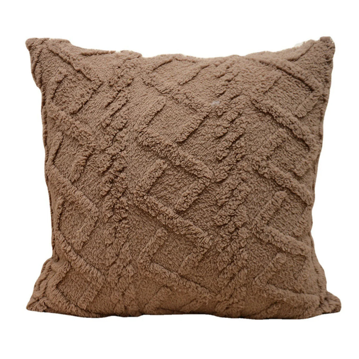 Pillow Cover High-Pile Plush Geometric Tufting Hidden Zipper