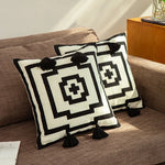 Pillow Cover Jacquard Cotton Blend Tassels Hidden Zipper