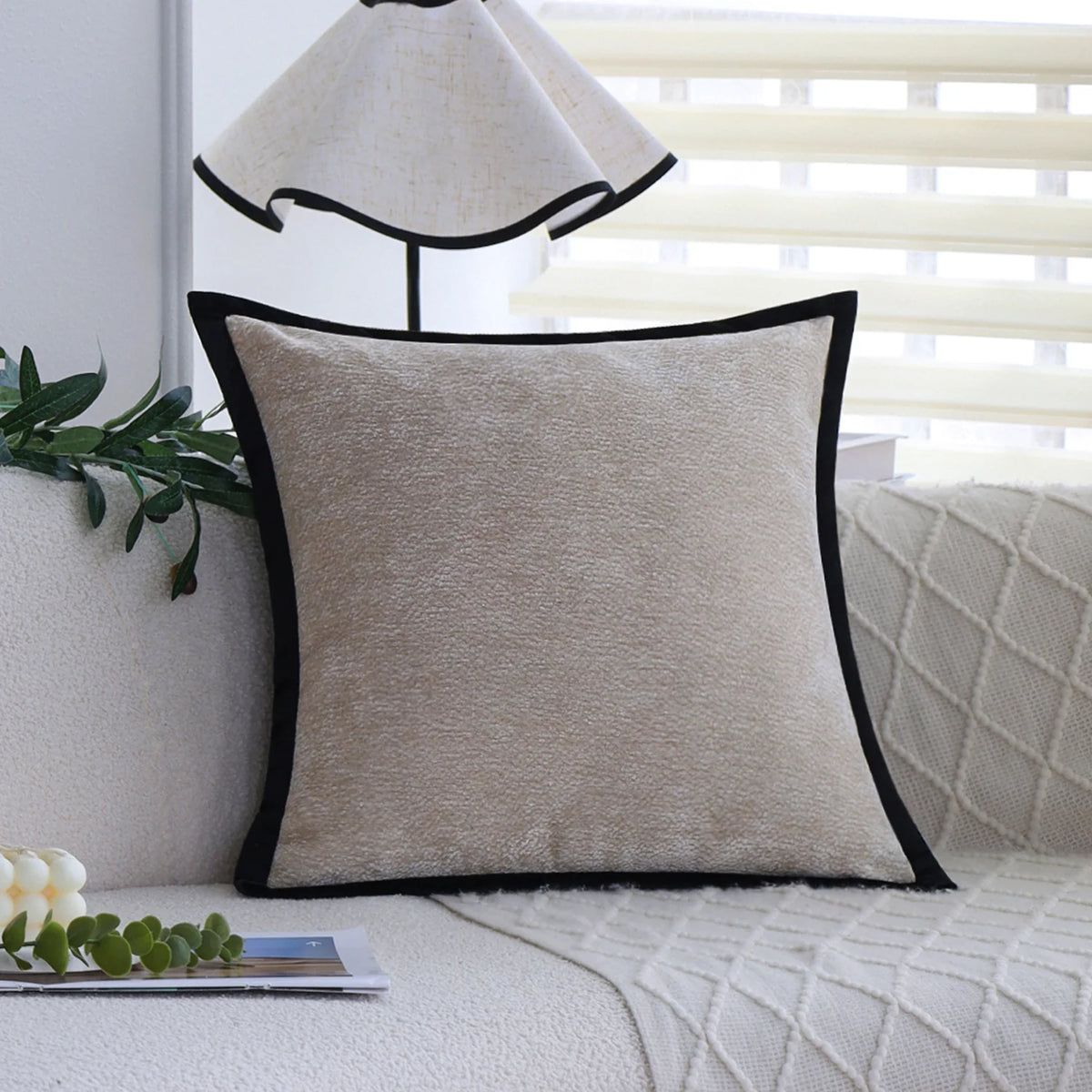 Pillow Cover Jacquard Tree Motif & Velvet Piping