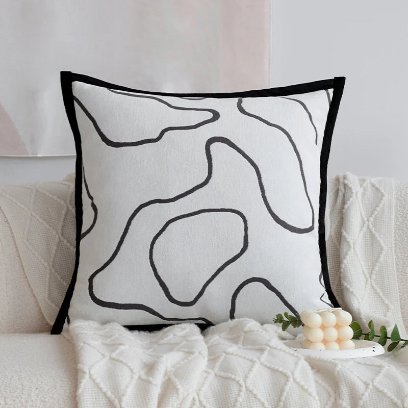 Pillow Cover Jacquard Tree Motif & Velvet Piping