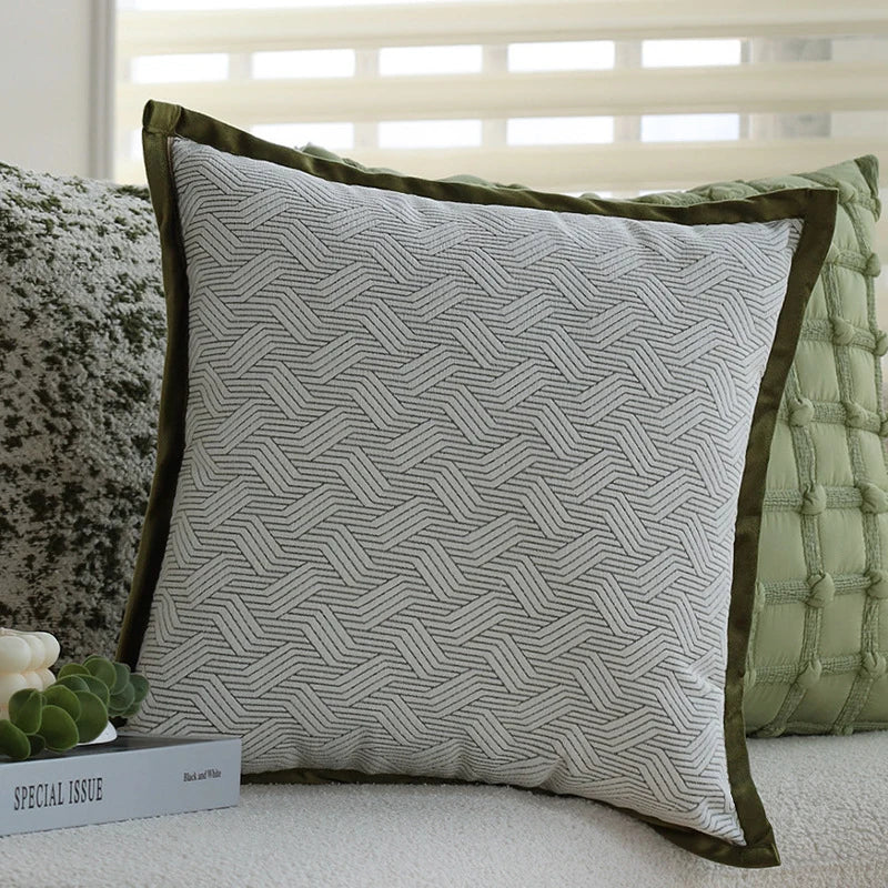 Pillow Cover Jacquard Tree Motif & Velvet Piping
