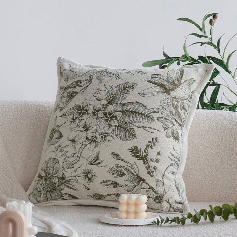 Pillow Cover Jacquard Tree Motif & Velvet Piping
