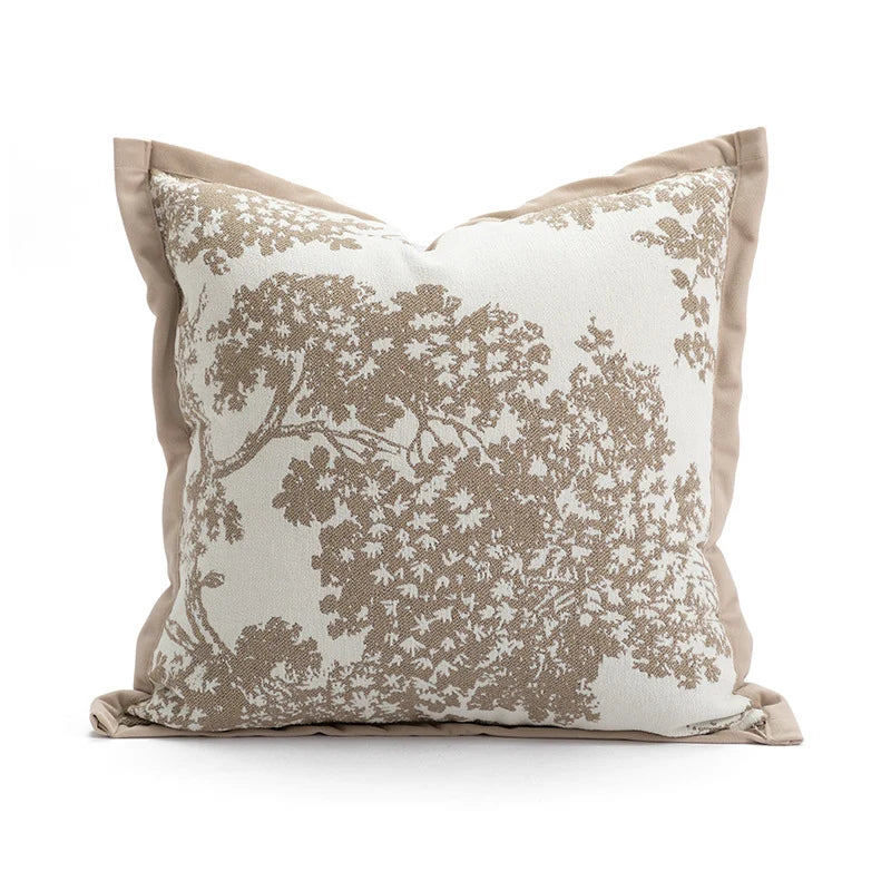 Pillow Cover Jacquard Tree Motif & Velvet Piping