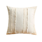 Pillow Cover Linen-Blend Fringed Patchwork Concealed Zipper