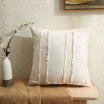 Pillow Cover Linen-Blend Fringed Patchwork Concealed Zipper