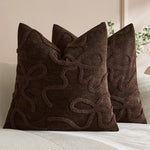 Pillow Cover Linen-Blend Raised Chenille Applique Hidden Zipper