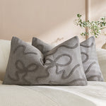 Pillow Cover Linen-Blend Raised Chenille Applique Hidden Zipper