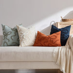 Pillow Cover Linen-Blend Raised Chenille Applique Hidden Zipper