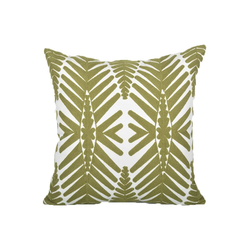 Pillow Cover Monstera Leaf Applique Hand-Finished Hidden Zipper