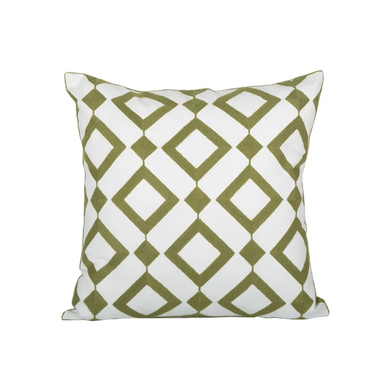 Pillow Cover Monstera Leaf Applique Hand-Finished Hidden Zipper