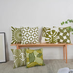 Pillow Cover Monstera Leaf Applique Hand-Finished Hidden Zipper