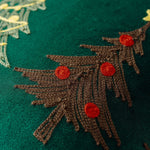 Pillow Cover Plush Velvet & Hand-Stitched Trees Hidden Zipper