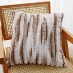 Pillow Cover Ribbed Faux Fur Machine Washable Concealed Zipper