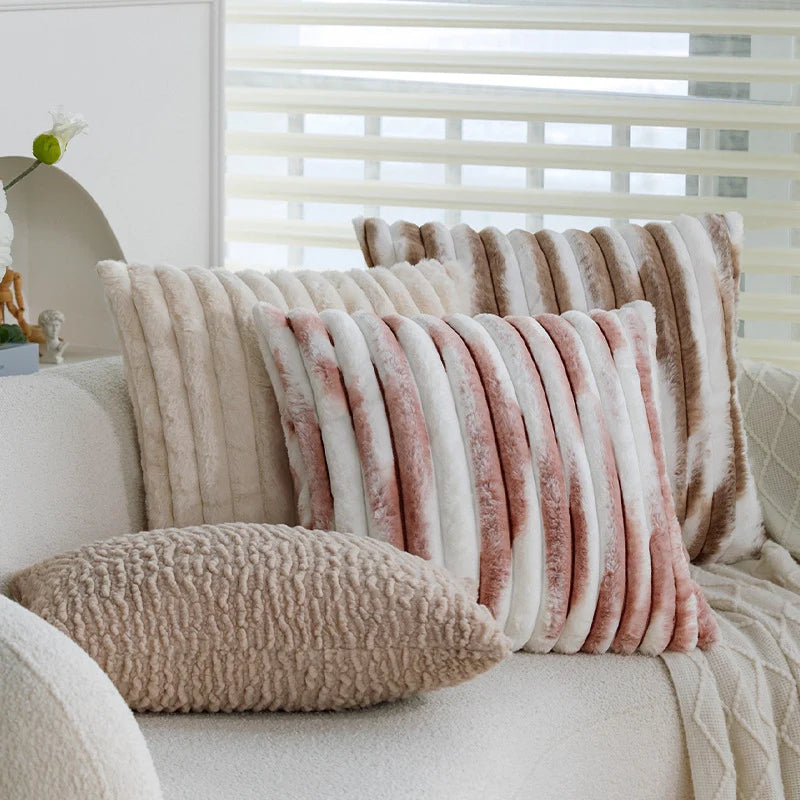 Pillow Cover Sherpa Wavy Plush Concealed Zipper