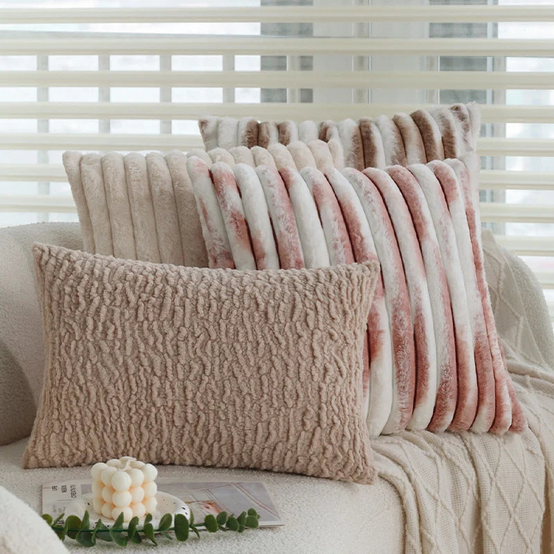 Pillow Cover Sherpa Wavy Plush Concealed Zipper