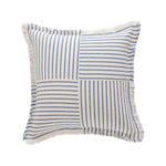 Pillow Cover Striped Cotton Fringed Edge Concealed Zipper