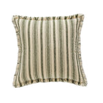 Pillow Cover Striped Cotton Fringed Edge Concealed Zipper