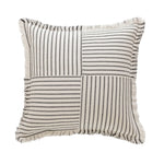 Pillow Cover Striped Cotton Fringed Edge Concealed Zipper