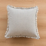 Pillow Cover Striped Cotton Fringed Edge Concealed Zipper