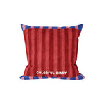 Pillow Cover Striped Velvet Piped Border Hidden Zipper