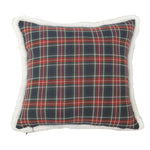 Pillow Cover Tartan Plaid & Embroidered Snowflake Hidden Zipper
