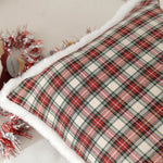 Pillow Cover Tartan Plaid & Embroidered Snowflake Hidden Zipper