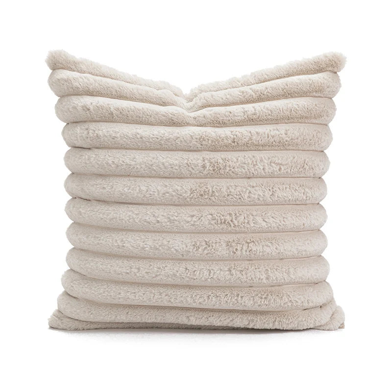 Pillow Cover Teddy Plush Layered Ribbed Concealed Zipper