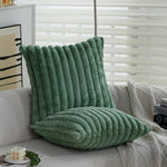 Pillow Cover Teddy Plush Layered Ribbed Concealed Zipper