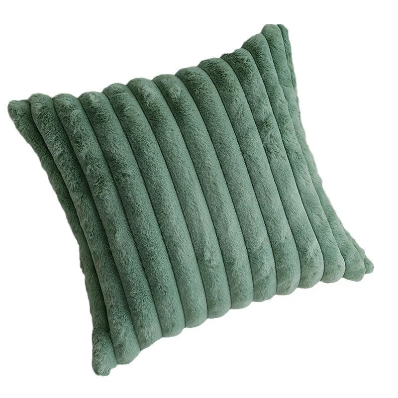 Pillow Cover Teddy Plush Layered Ribbed Concealed Zipper