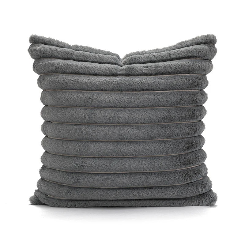 Pillow Cover Teddy Plush Layered Ribbed Concealed Zipper