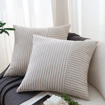 Pillow Cover Textured Woven Stripe Cotton Blend Concealed Zipper