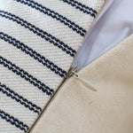 Pillow Cover Textured Woven Stripe Cotton Blend Concealed Zipper