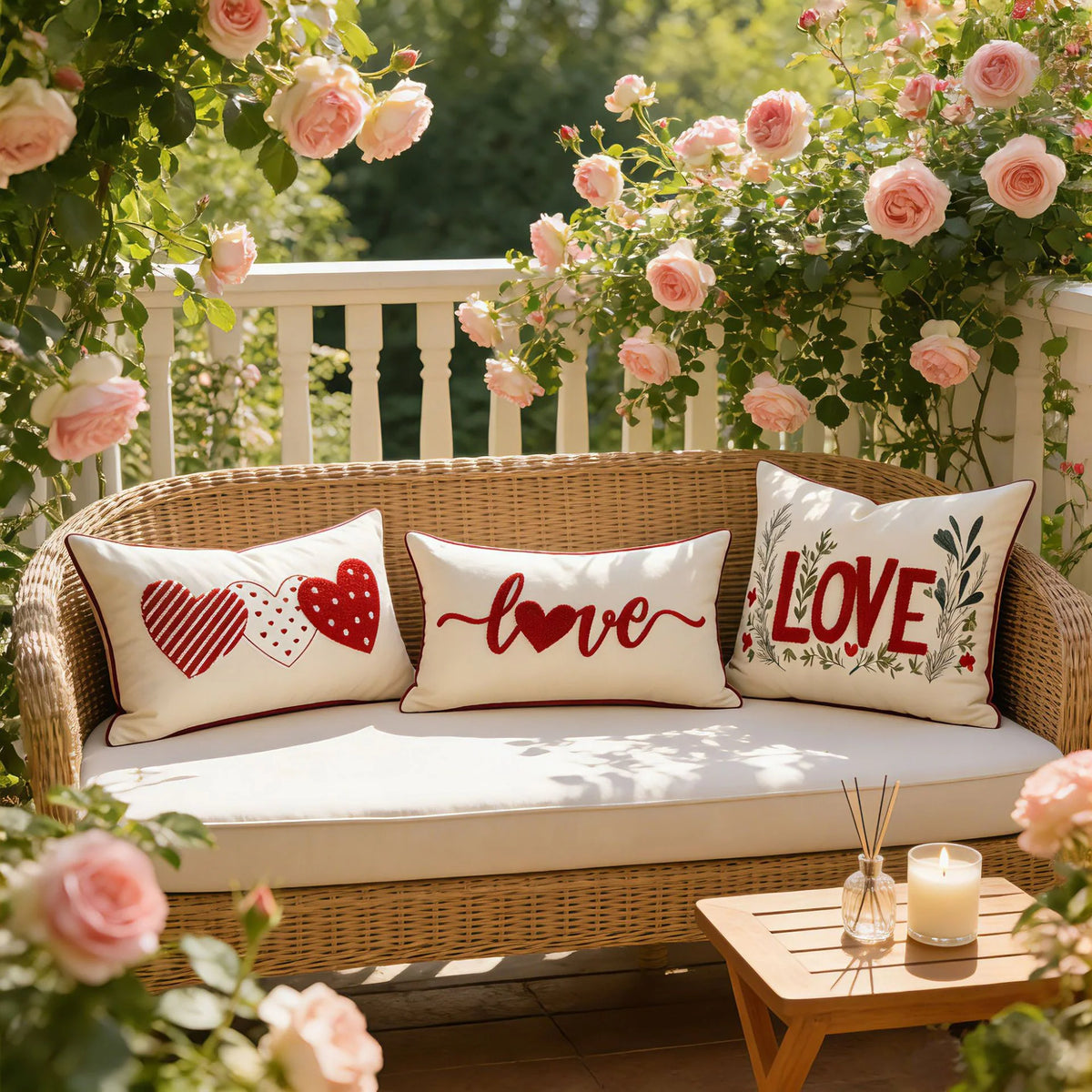 Pillow Cover Tufted Chenille & Botanical Embroidery