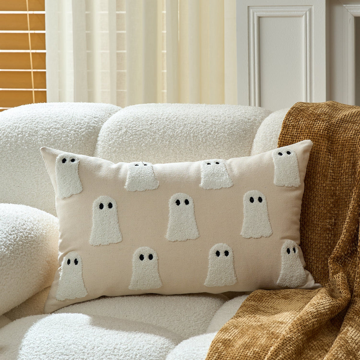 Pillow Cover Tufted Chenille Cotton-Linen Hidden Zipper