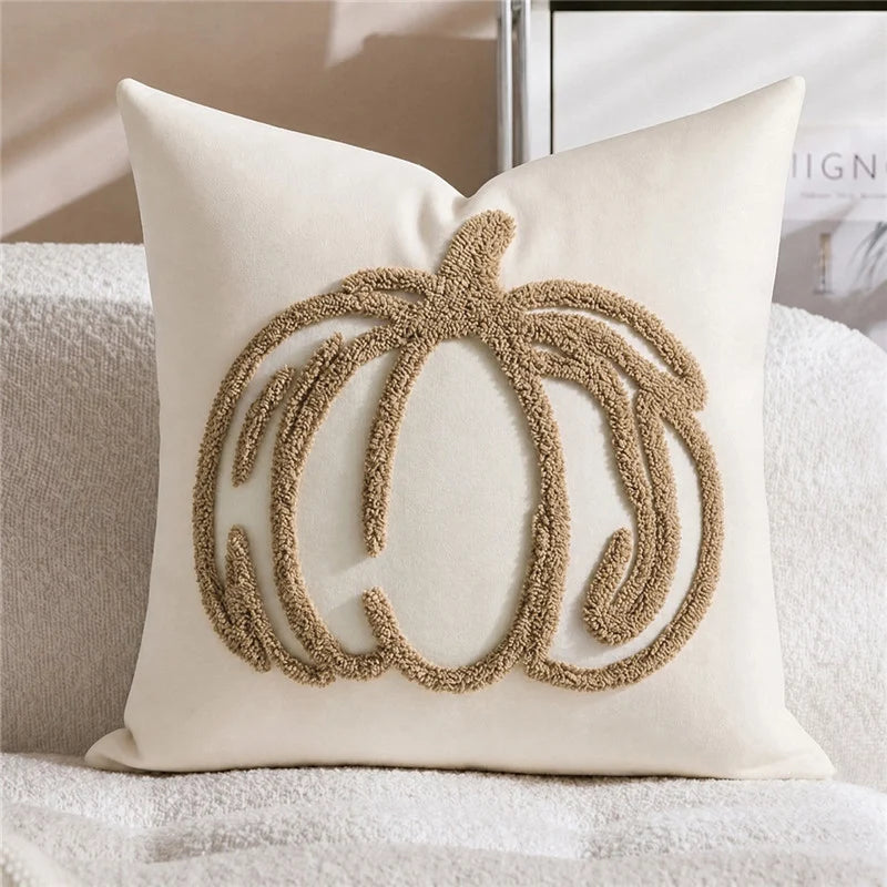 Pillow Cover Tufted Chenille Suede-Like Microfiber Hidden Zipper