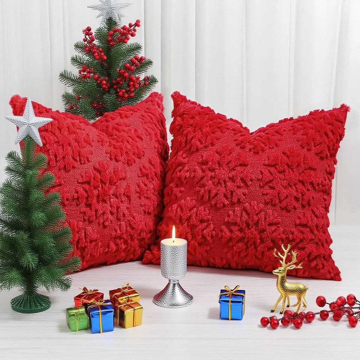 Pillow Cover Tufted Tree Velvet Hidden Zipper