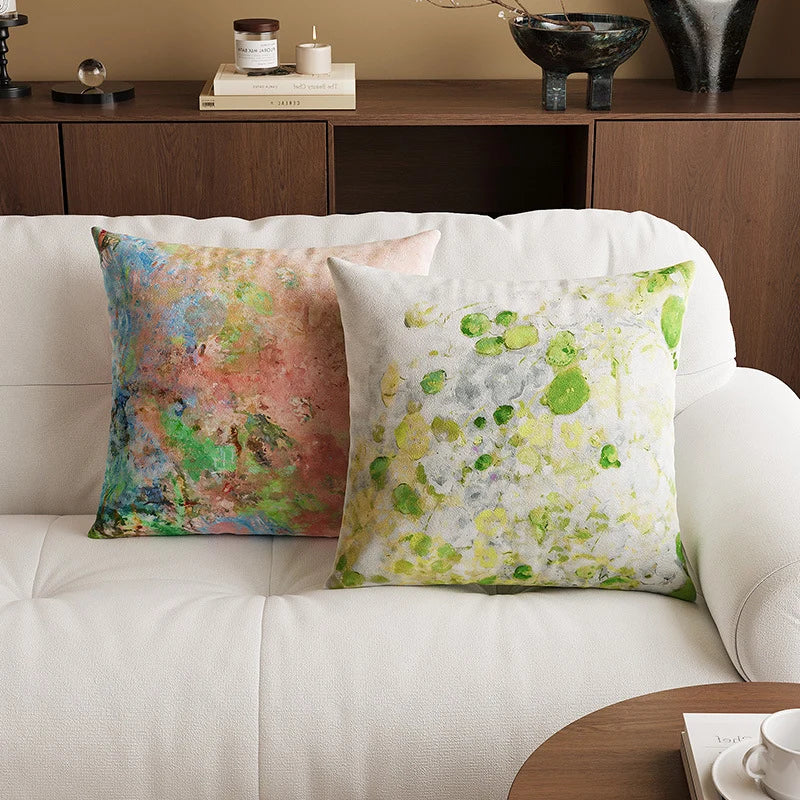 Pillow Cover Velvet Abstract Print & Hidden Zipper