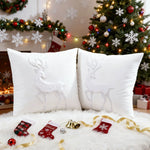 Pillow Cover Velvet Reindeer Appliqué Hidden Zipper 18 Inch
