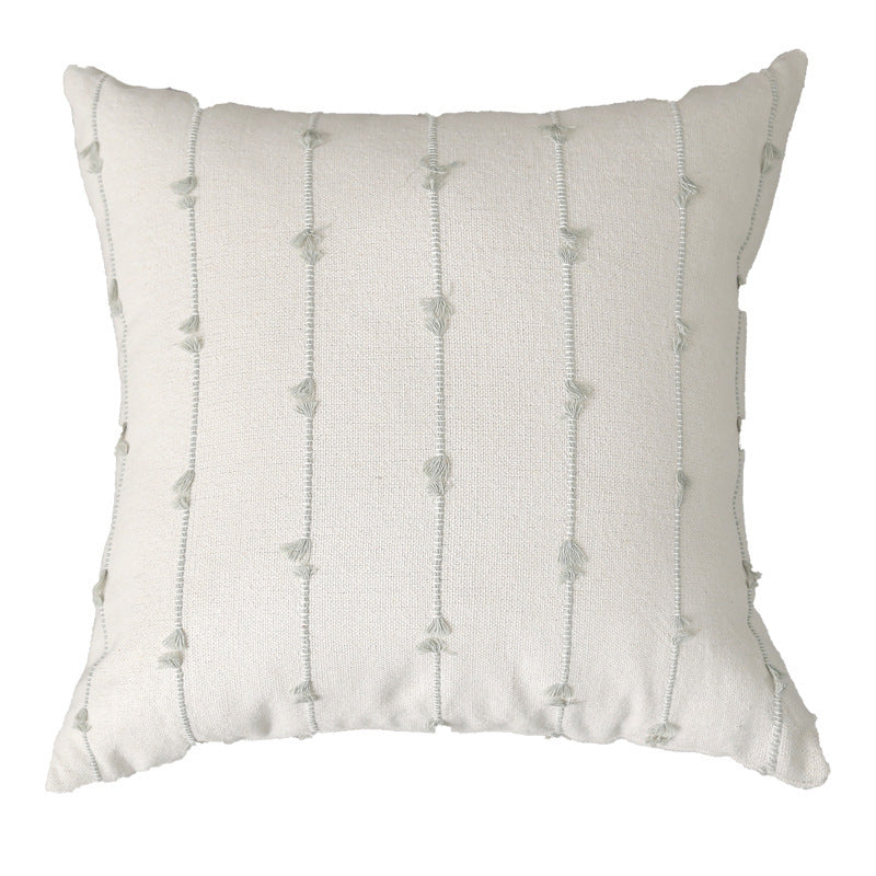 Pillow Cover Vertical Tufted & Knotted Trim Concealed Zipper
