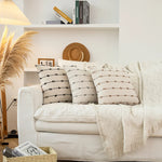 Pillow Cover Vertical Tufted & Knotted Trim Concealed Zipper